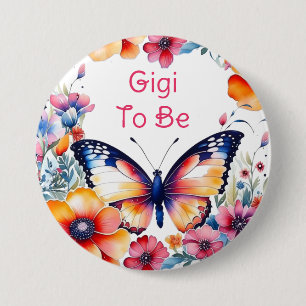 Macaron Rond 7,6 Cm Fleurs papillon Baby shower de fille Gigi à être