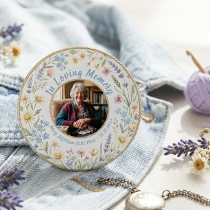 Macaron Rond 7,6 Cm Fleurs Sauvages Botanique Condoléances Sympathie