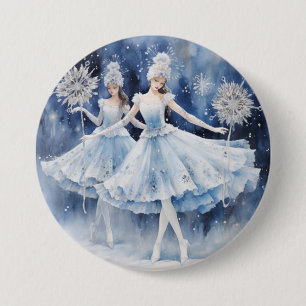Macaron Rond 7,6 Cm Flocons de neige du ballet Casse-Noisette
