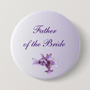 Macaron Rond 7,6 Cm Floral Lilac Fleurs Mariage Père de la mariée Pin