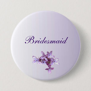 Macaron Rond 7,6 Cm Flore Lilac Fleurs Mariage Bridesmaid Pin