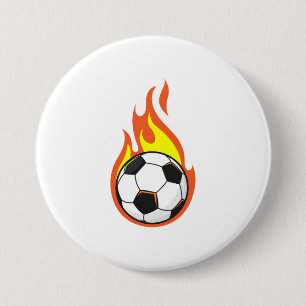 Macaron Rond 7,6 Cm Football en feu