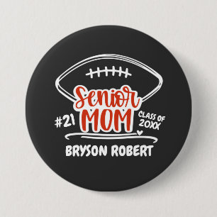 Macaron Rond 7,6 Cm Football maman vie lycée senior rouge noir