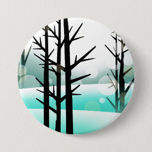 Macaron Rond 7,6 Cm Forêt d'hiver