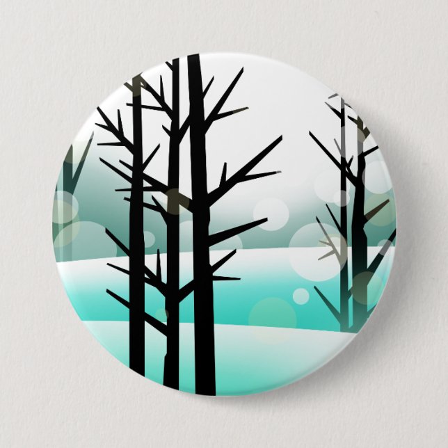 Macaron Rond 7,6 Cm Forêt d'hiver (Devant)