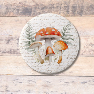 Macaron Rond 7,6 Cm Forêt Fantaisiste Champignon Ferme de Style Vintag