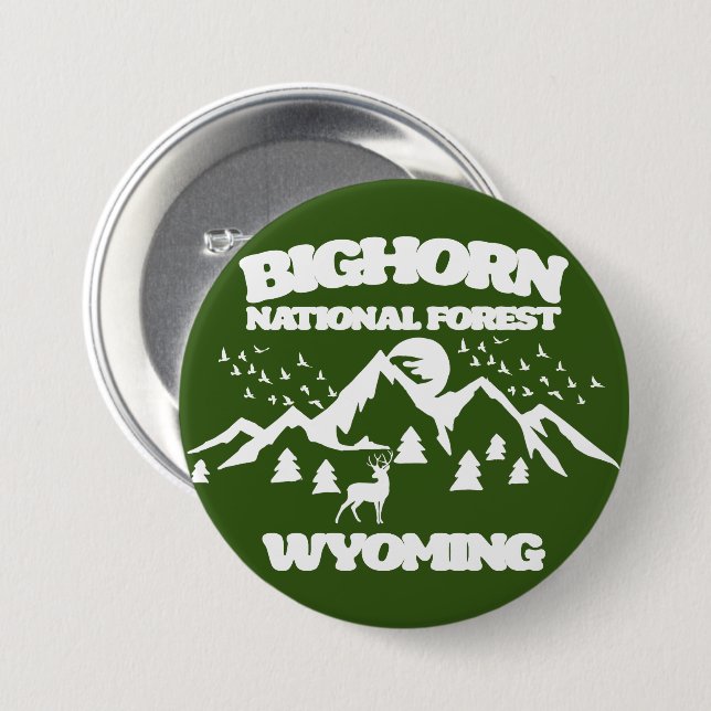 Macaron Rond 7,6 Cm Forêt nationale de Bighorn Wyoming (Devant & derrière)