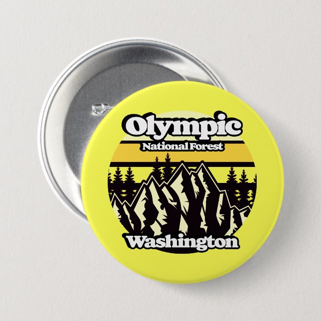 Macaron Rond 7,6 Cm Forêt nationale olympique, Washington (Devant & derrière)