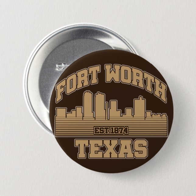 Macaron Rond 7,6 Cm Fort Worth, Texas (Devant & derrière)