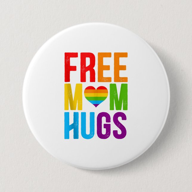 Macaron Rond 7,6 Cm Free Mom Hugs LGBT Mois Débardeur (Devant)