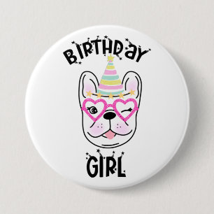 Macaron Rond 7,6 Cm French Bulldog Frenchie Anniversaire Thème