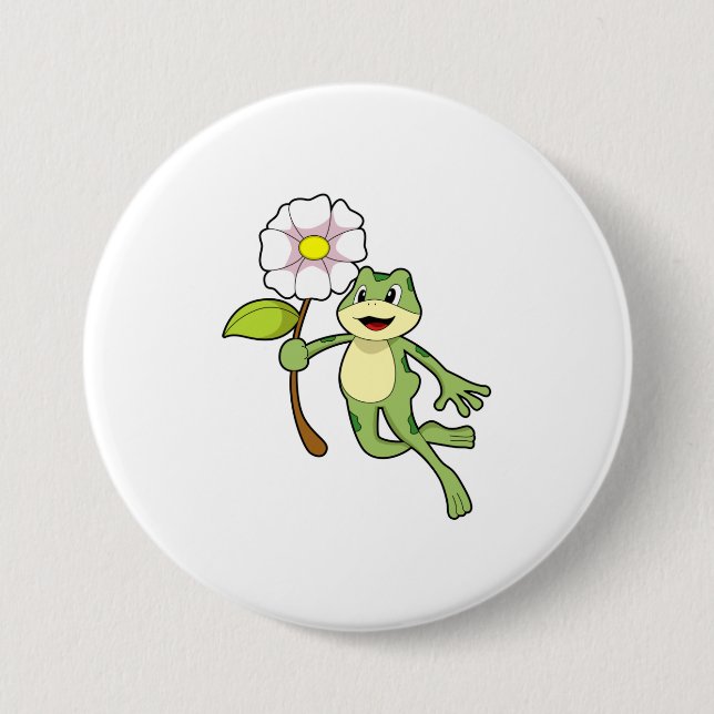 Macaron Rond 7,6 Cm Frog with Flower. (Devant)