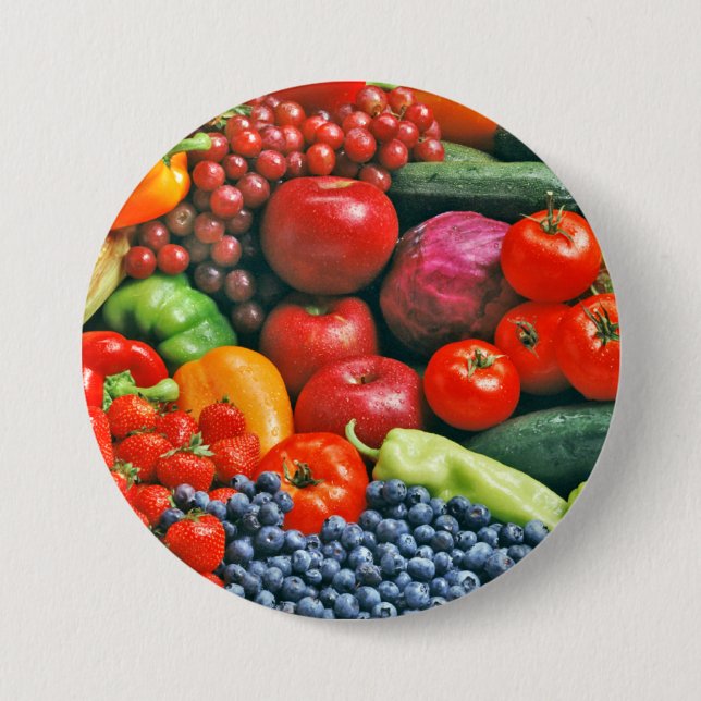 Macaron Rond 7,6 Cm fruits et légumes (Devant)