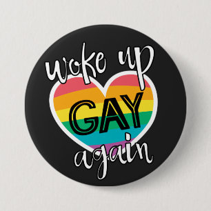 Macaron Rond 7,6 Cm Fun pride mois lgbt réveillé gay à nouveau