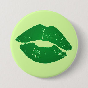 Macaron Rond 7,6 Cm Fun St. Patrick's Day Irlandais Baiser Lips verts