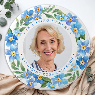 Macaron Rond 7,6 Cm Funérailles Oubliez-moi pas Floral Custom Photo Me