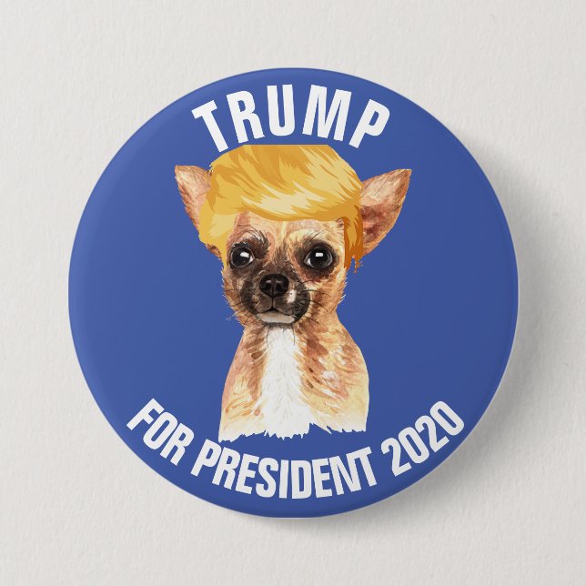 Macaron Rond 7,6 Cm Funny Chihuahua Trump Campagne (Devant)