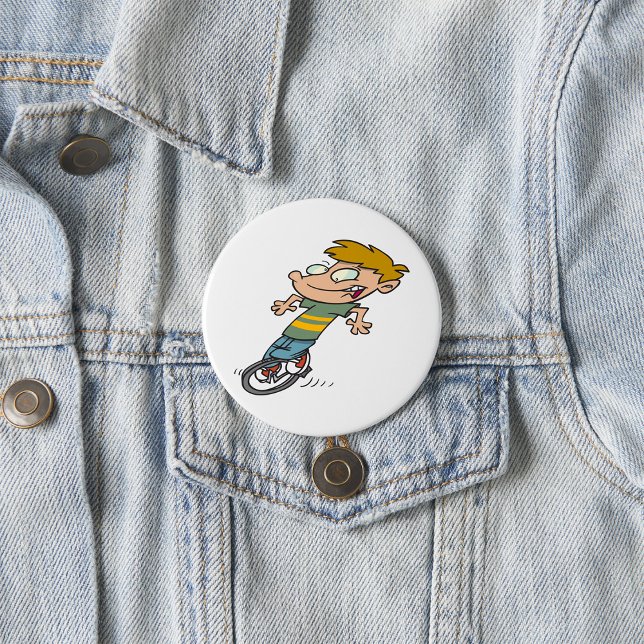 Macaron Rond 7,6 Cm Funny Garçon équitation monocycle (Créateur téléchargé)