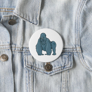 Macaron Rond 7,6 Cm Funny Gorilla Cool Bleu Ape Animal Design