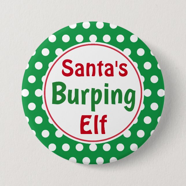Macaron Rond 7,6 Cm Funny Santa's Burping Elf Christmas Button Pin (Devant)