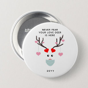 Macaron Rond 7,6 Cm Funny Valentines Day Deer portant un masque facial
