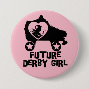Macaron Rond 7,6 Cm Future fille de Derby, conception de patinage de