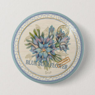 Macaron Rond 7,6 Cm G Bureau de création Fleur bleue