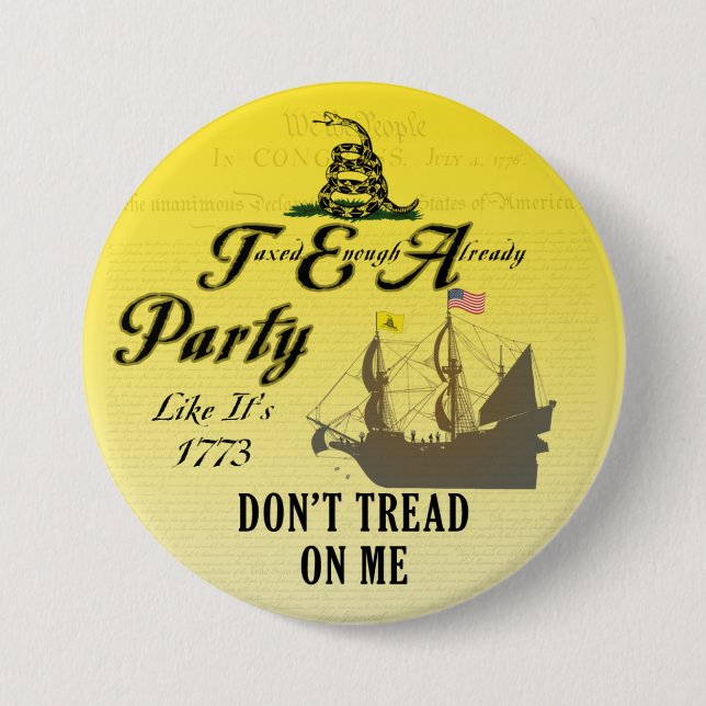Macaron Rond 7,6 Cm Gadsden - le thé comme lui est le bouton 1773 (Devant)