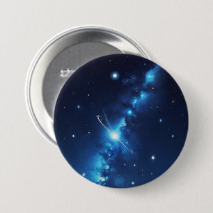 Macaron Rond 7,6 Cm Galaxie céleste bleue des étoiles