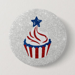 Macaron Rond 7,6 Cm Gâteau rouge, blanc et bleu avec paillettes pour l