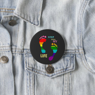 Macaron Rond 7,6 Cm Gay LGBTQ Rainbow Pride Mois Pas mes pieds de vie