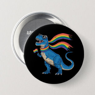 Macaron Rond 7,6 Cm Gay pride Dino Trex Rainbow Flag Lgbt Ally
