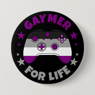 Macaron Rond 7,6 Cm Gaymer Asexuel Pour La Vie Contrôleur De Jeu Vidéo