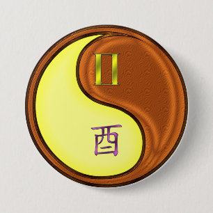 Macaron Rond 7,6 Cm Gémeaux & Coq de Bois
