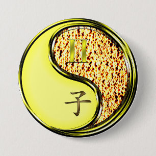 Macaron Rond 7,6 Cm Gémeaux & Rat de feu