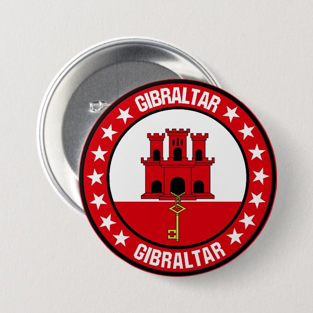 Macaron Rond 7,6 Cm Gibraltar (Devant & derrière)