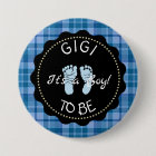 GIGI à être Bleu Plaid Baby shower bouton