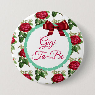 Macaron Rond 7,6 Cm Gigi sera Floral Chic Burgundy Rose Button