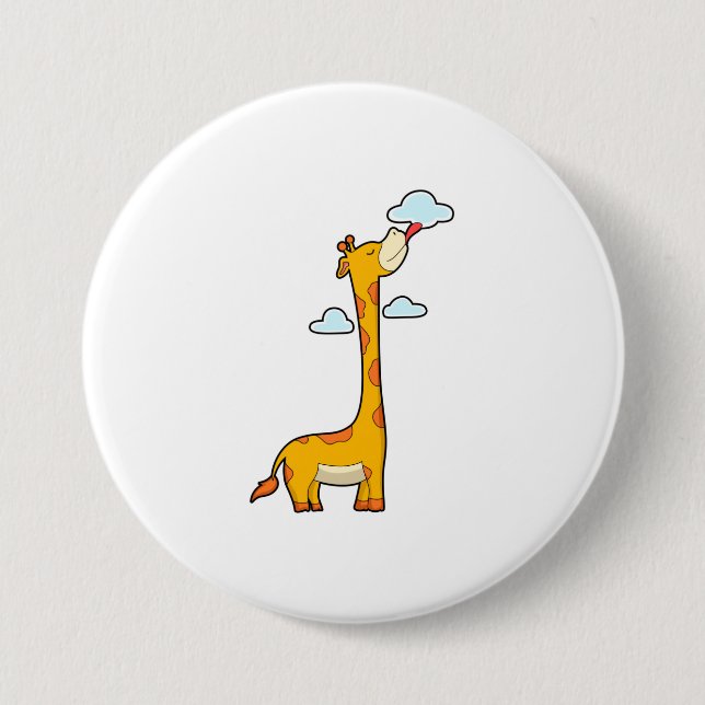 Macaron Rond 7,6 Cm Girafe aux nuages (Devant)