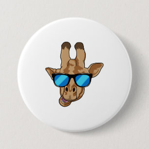 Macaron Rond 7,6 Cm Girafe avec lunettes de soleil