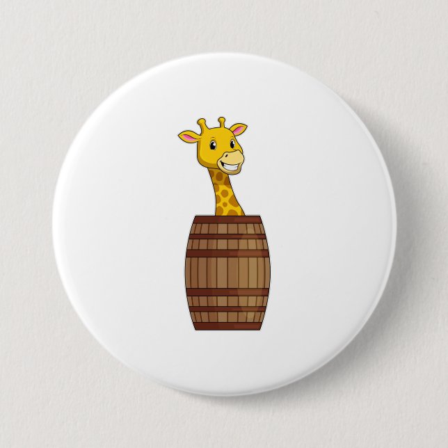 Macaron Rond 7,6 Cm Giraffe avec tonneau (Devant)