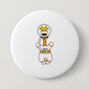 Macaron Rond 7,6 Cm Giraffe en astronaute en costume