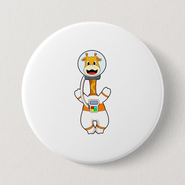 Macaron Rond 7,6 Cm Giraffe en astronaute en costume (Devant)