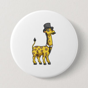Macaron Rond 7,6 Cm Giraffe en Gentleman avec Casquette, Cravate et Mo