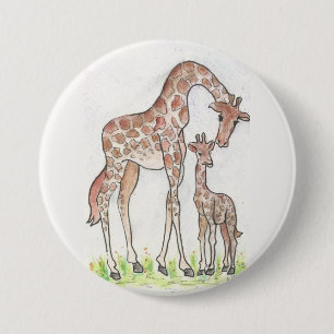 Macaron Rond 7,6 Cm Giraffe et son veau