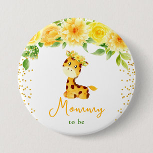 Macaron Rond 7,6 Cm Giraffe Jaune Maman Florale À Être
