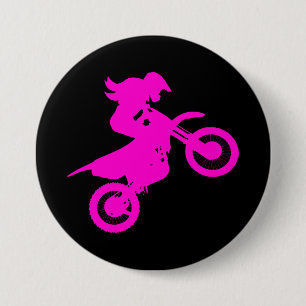 Macaron Rond 7,6 Cm Girl Dirt Bike
