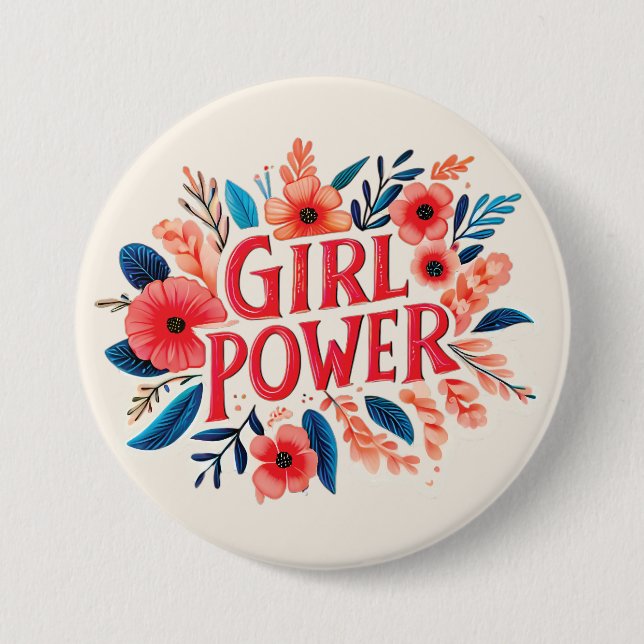 Macaron Rond 7,6 Cm Girl Power (Devant)