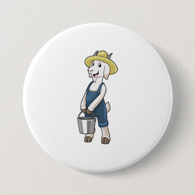 Macaron Rond 7,6 Cm Goat as Farmer with Bucket (Devant)