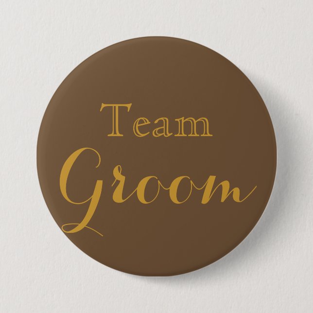 Macaron Rond 7,6 Cm Gold Mariage Team Groom (Devant)